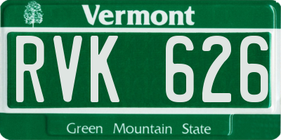 VT license plate RVK626
