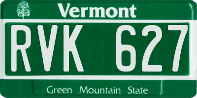 VT license plate RVK627
