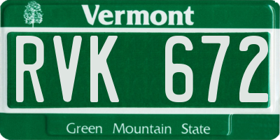 VT license plate RVK672