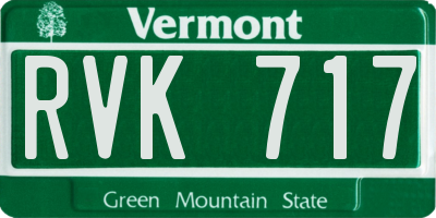 VT license plate RVK717
