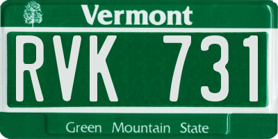 VT license plate RVK731