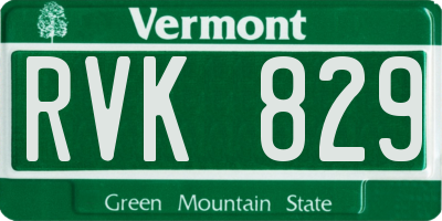 VT license plate RVK829
