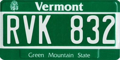 VT license plate RVK832