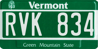 VT license plate RVK834