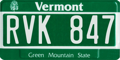 VT license plate RVK847