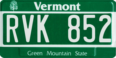 VT license plate RVK852