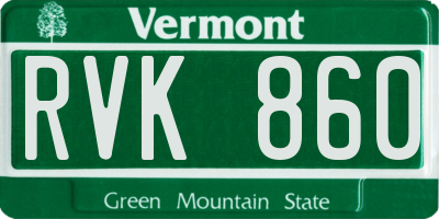 VT license plate RVK860