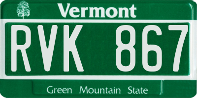 VT license plate RVK867