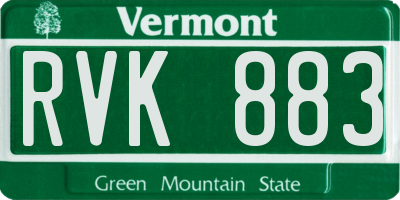 VT license plate RVK883