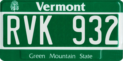 VT license plate RVK932