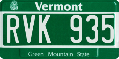 VT license plate RVK935
