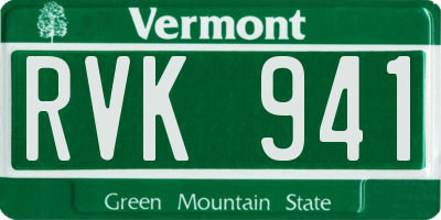 VT license plate RVK941