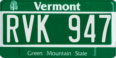 VT license plate RVK947