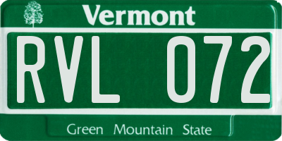 VT license plate RVL072