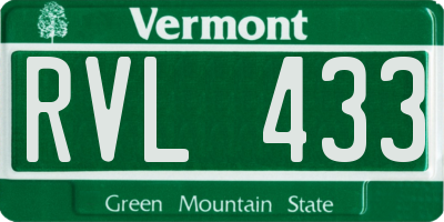 VT license plate RVL433