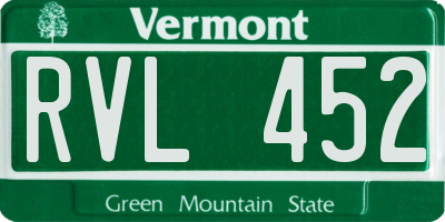 VT license plate RVL452