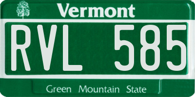 VT license plate RVL585