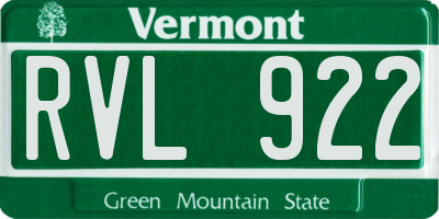 VT license plate RVL922