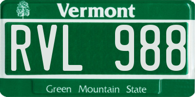 VT license plate RVL988
