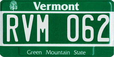 VT license plate RVM062
