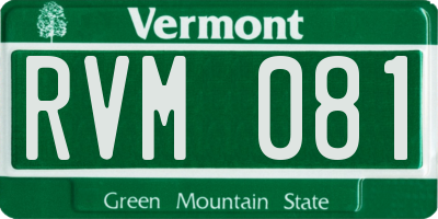 VT license plate RVM081