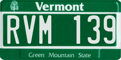 VT license plate RVM139