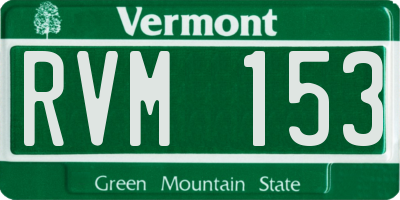 VT license plate RVM153