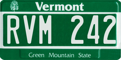 VT license plate RVM242
