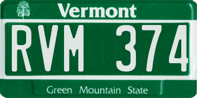 VT license plate RVM374
