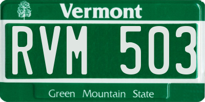 VT license plate RVM503