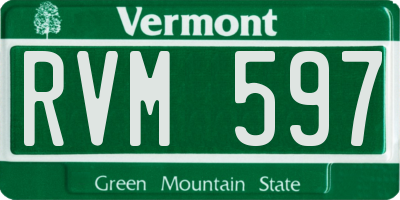 VT license plate RVM597