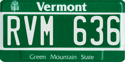 VT license plate RVM636
