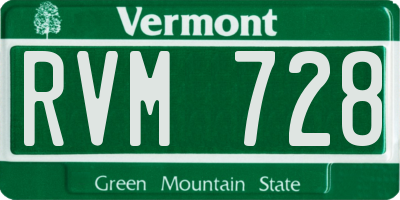 VT license plate RVM728