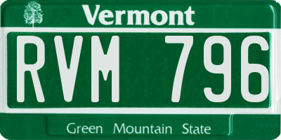 VT license plate RVM796