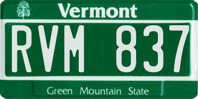 VT license plate RVM837