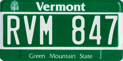 VT license plate RVM847