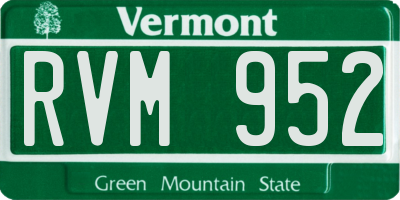 VT license plate RVM952