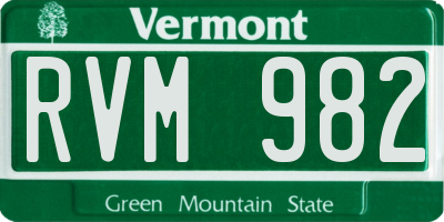 VT license plate RVM982