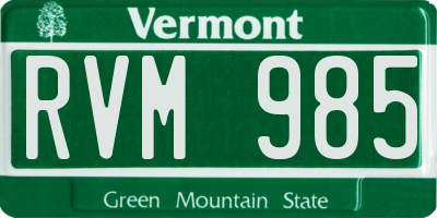 VT license plate RVM985