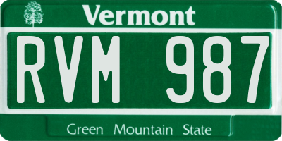 VT license plate RVM987