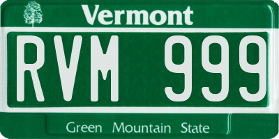 VT license plate RVM999