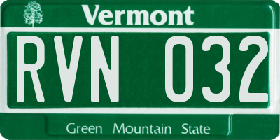 VT license plate RVN032