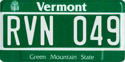 VT license plate RVN049