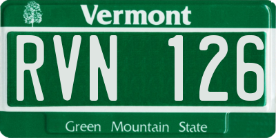 VT license plate RVN126