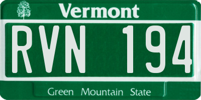 VT license plate RVN194