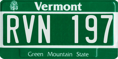 VT license plate RVN197