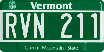 VT license plate RVN211