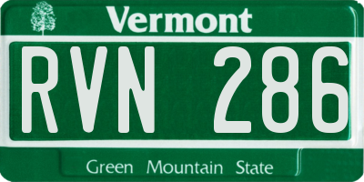 VT license plate RVN286