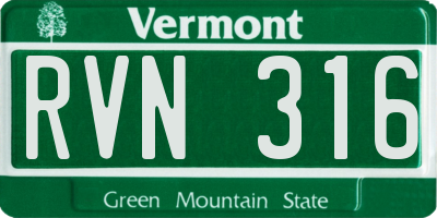 VT license plate RVN316