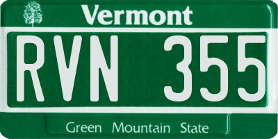 VT license plate RVN355